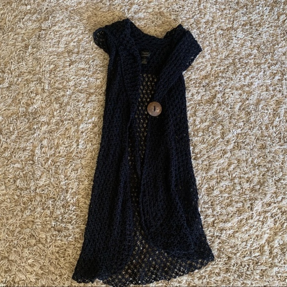 Pure handknit black vest size small/medium